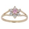 9ct Yellow Gold Pink and White Cubic Zirconia Cluster Ring