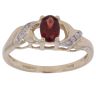 9ct Yellow Gold 0.05ct Diamond and Garnet Single Stone Ring