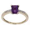 9ct Yellow Gold 0.08ct Diamond And Created Amethyst Single Stone Ring