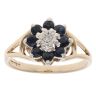 9ct Yellow Gold 0.05ct Diamond and Sapphire Cluster Ring