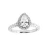 Sterling Silver Teardrop Halo Cubic Zirconia Ring