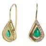 14ct Yellow Gold 0.25ct Brilliant Cut Diamond and Emerald Drop Earrings