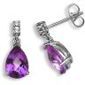 18ct White Gold Diamond 0.05ct Amethyst 2.30ct Earrings