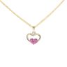 Children's 14ct Yellow Gold Pink Gemstone And Cubic Zirconia Heart Pendant And Chain 18"