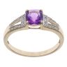 9ct Yellow Gold 0.10ct Brilliant Cut Diamond and Amethyst Ring