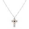 9ct Yellow Gold Garnet Cross Pendant And Chain 18"