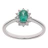 18ct White Gold 0.16ct Diamond and Emerald Cluster Ring