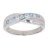 9ct White Gold Aquamarine and Cubic Zirconia Crossover Ring