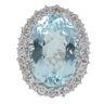 14ct White Gold 1.00ct Brilliant Cut Diamond and Aquamarine Cluster Ring