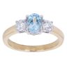 18ct Yellow Gold 0.50ct Brilliant Cut Lab Grown Diamond and Blue Gemstone Three Stone Ring