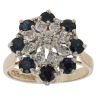 9ct Yellow Gold Sapphire and Cubic Zirconia Cluster Ring