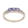 9ct Yellow Gold 0.05ct Brilliant Cut Diamond and Tanzanite Three Stone Ring