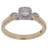18ct Yellow Gold 0.35ct Cushion and Brilliant Cut Diamond Cluster Ring