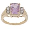 9ct Yellow Gold Cubic Zirconia and Amethyst Fancy Ring