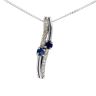 9ct White Gold 0.13cts Diamond And Sapphire Pendant And 16" Chain by Anya Belle