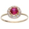 14ct Yellow Gold Child's Red & Cubic Zirconia Halo Cluster ring