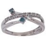 9ct White Gold 0.15ct Blue and White Diamond Crossover Ring