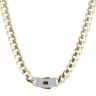 14ct Yellow Gold Monaco Curb Edge Cubic Zirconia Pave Lock Chain 24"