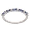 Silver Cubic Zirconia and Blue Gemstone Half Eternity Ring By Icesia