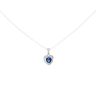 Silver Cubic Zirconia And Blue Gemstone Heart Pendant And 18" Chain by Icesia