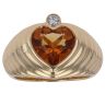 18ct Yellow Gold 0.05ct Brilliant and Heart Cut Diamond and Citrine Ring
