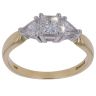18ct Yellow Gold 1.00ct Princess and Trilliant Cut Diamond Trilogy Ring