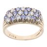 9ct Yellow Gold Amethyst And Cubic Zirconia Three Row Ring