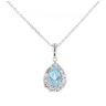 9ct White Gold 0.36cts Diamond And Topaz Pear Cut Pendant And 18" Chain