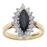 18ct Yellow Gold 0.25ct Brilliant Cut Diamond and Sapphire Cluster Ring