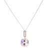 18ct Yellow Gold 0.05ct Brilliant Cut Diamond and Kunzite Pendant and Chain 18"
