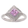 9ct White Gold 0.05ct Diamond And Pink Topaz Cluster Ring