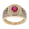 14ct Yellow Gold Cubic Zirconia Red Gemstone Ring