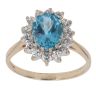 9ct Yellow Gold Blue Topaz and Cubic Zirconia Cluster Ring