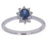 18ct White Gold 0.15ct Brilliant Cut Diamond and Sapphire Cluster Ring