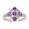 9ct Yellow Gold Created Amethyst And Diamond Ring