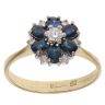 14ct Yellow Gold 0.15ct Brilliant Cut Diamond and Sapphire Cluster Ring