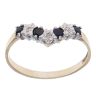9ct Yellow Gold 0.02ct Brilliant Cut Diamond and Sapphire Wishbone Ring