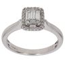 9ct White Gold 0.25ct Brilliant and Baguette Cut Diamond Cluster Ring