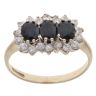 9ct Yellow Gold Sapphire and Cubic Zirconia Cluster Ring