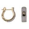 14ct Yellow Gold Monaco Classic Plain Pave Link Cubic Zirconia Hoop Earrings