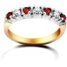 9ct Yellow Gold 0.15ct Diamond & Ruby Half Eternity Ring