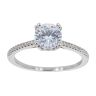 Silver Cubic Zirconia Solitaire Shoulders Ring by Icesia