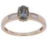 9ct Yellow Gold 0.10ct Baguette Cut Diamond and Zoisite Ring