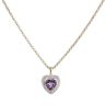 9ct Yellow and White Gold 0.02ct Single Cut Diamond and Amethyst Heart Pendant and Chain 18"