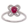 18ct White Gold 0.13ct Diamond and 0.59ct Ruby Cluster Ring