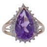 9ct Yellow Gold 0.01ct Diamond And Amethyst Cluster Ring