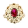14ct Yellow Gold Red Gem Floral Ring