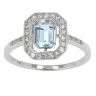 Platinum Diamond And Aquamarine Halo Ring
