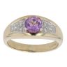 9ct Yellow Gold 0.06ct Diamond And Created Amethyst Ring