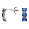 Silver Blue Gemstone and Cubic Zirconia Vertical Stud Earrings By Icesia